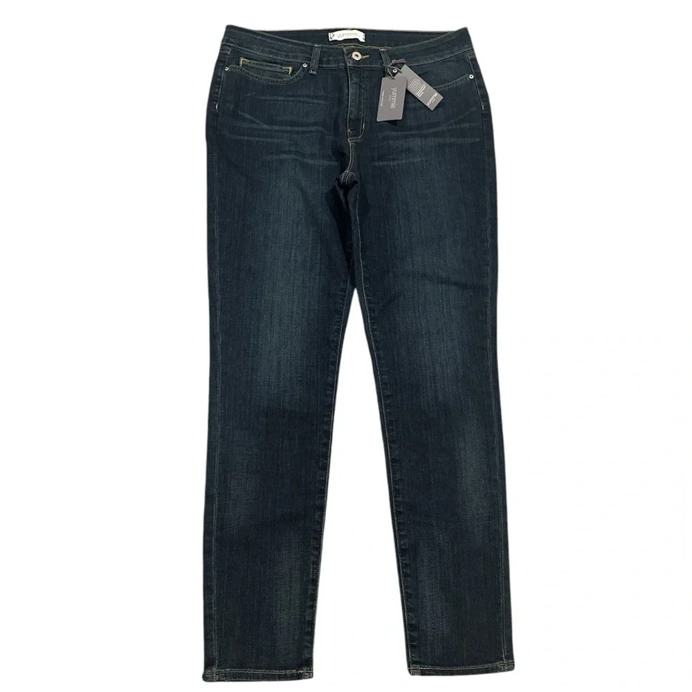 YUMMIE TO THE CORE SKINNY LEG STRETCH DENIM DARK BLUE JEANS 34 PLUS